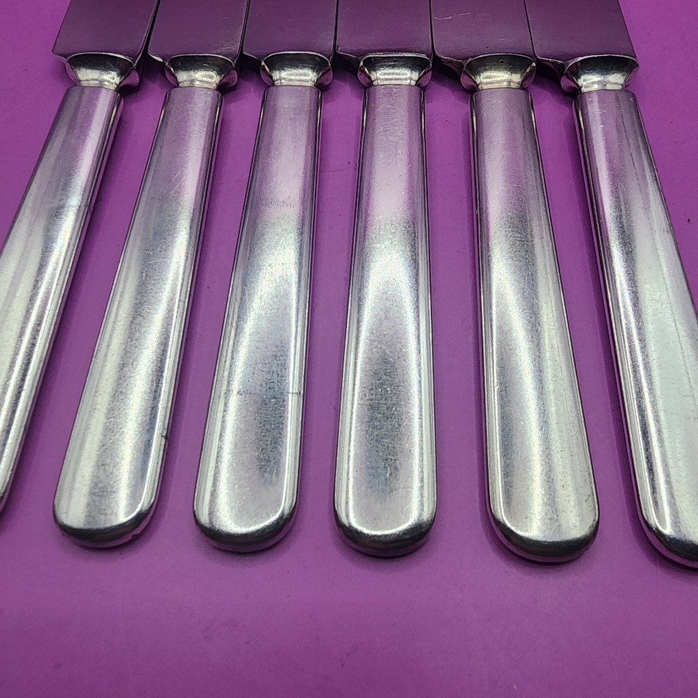 6 Antique 1881 WM Rogers 9 1/4" Table Knives Lot - Picture 3 of 6